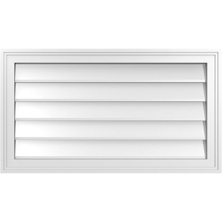 Ekena Millwork Vertical Surface Mount PVC Gable Vnt: Non-Functional, w/2"W x 1-1/2"H, Brickmould Frame, 32"W x 18"H GVPVE32X1802SN